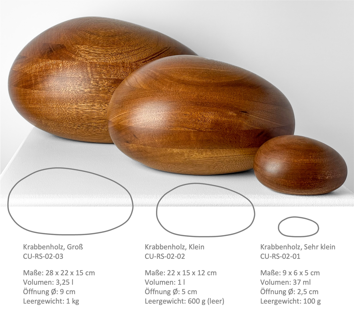 Holzurne River Stones Krabbenholz - Klein