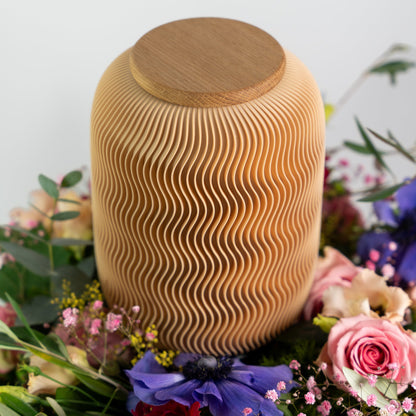 Nami urn made of wood fibers
