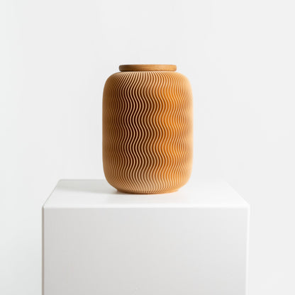 Nami urn made of wood fibers