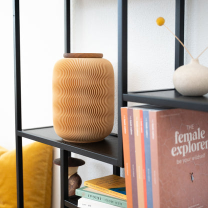 Nami urn made of wood fibers